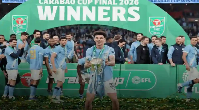 مانشستر سيتي يتوج ملكاً لـ Carabao Cup: ثنائية أورايلي تحسم نهائي ويمبلي أمام آرسنال – فيديو